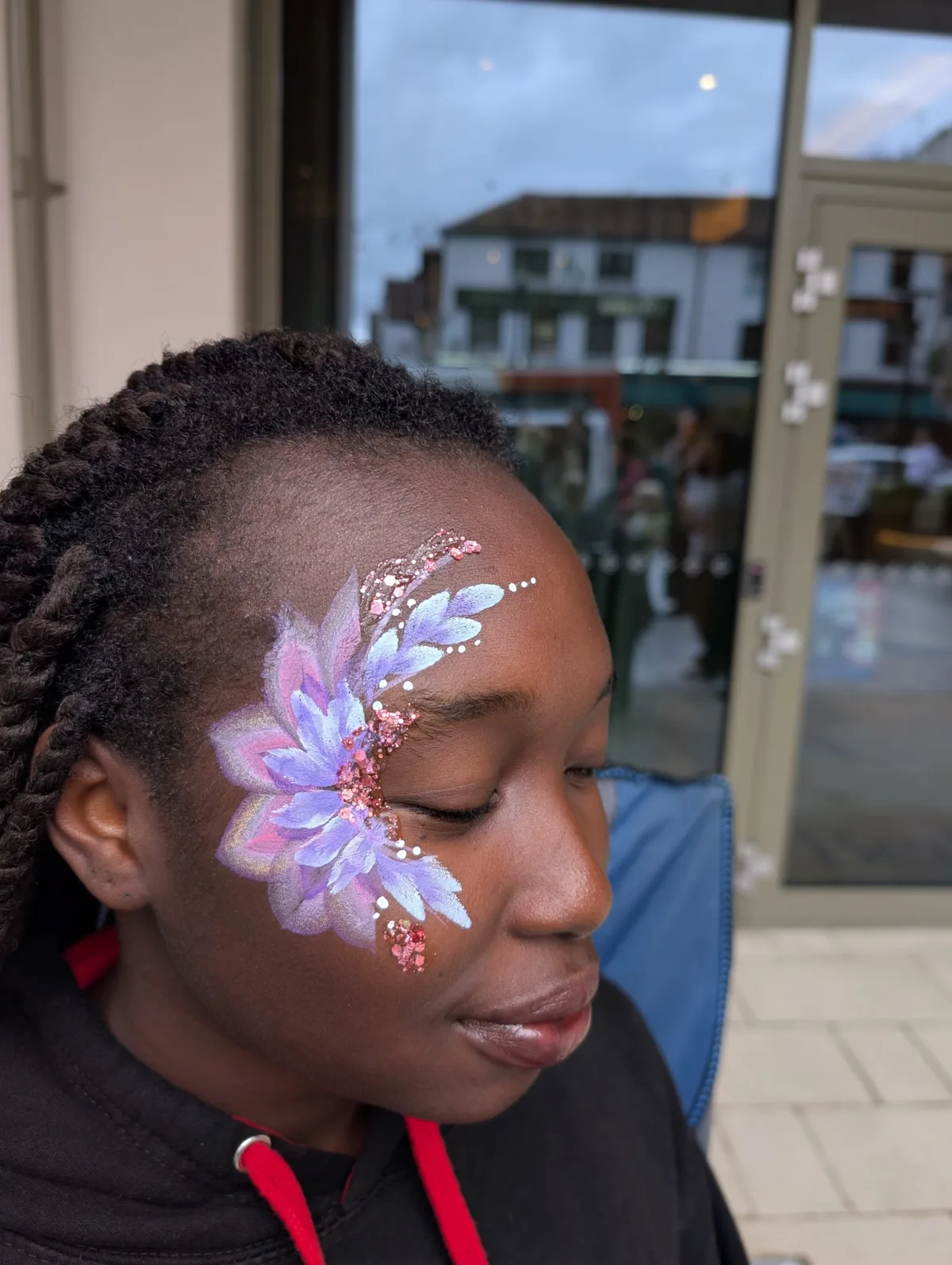 Frosty lilac flower with rose-gold glitter